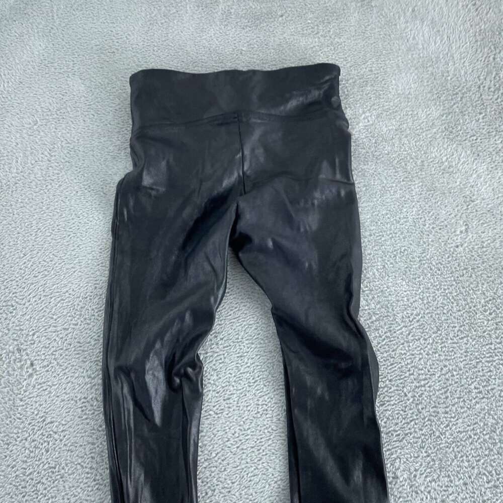 Spanx Black Faux Leather Leggings XS High-Waisted Shaping Pants 5089 - Picture 2 of 10